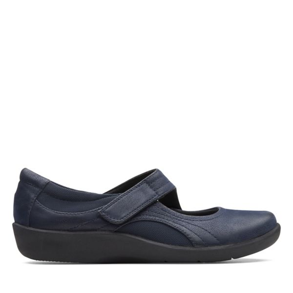 Clarks Womens Sillian Bella Flat Shoes Navy | CA-3598014